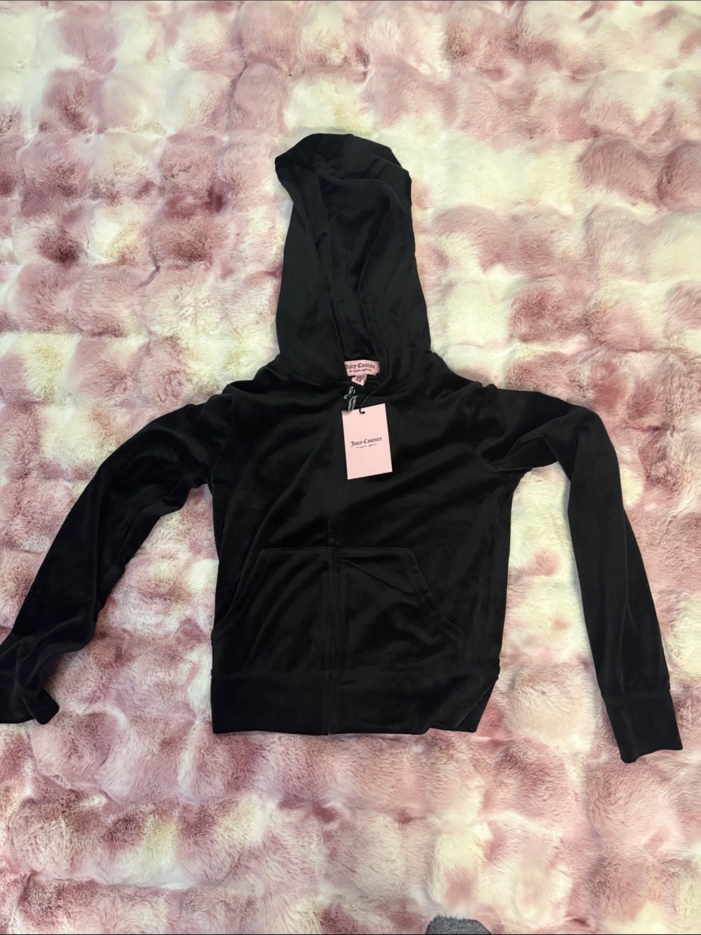 Juicy Couture Black Velour Zip Hoodie with Tag